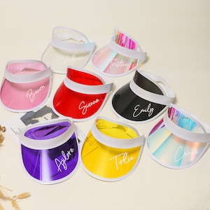 Personalized Holographic Visors,Beach Bachelorette Gifts,Pool Party Favors,Beach Wedding Gift,Bridesmaids Hat,Bachelorette Party Sun Visors