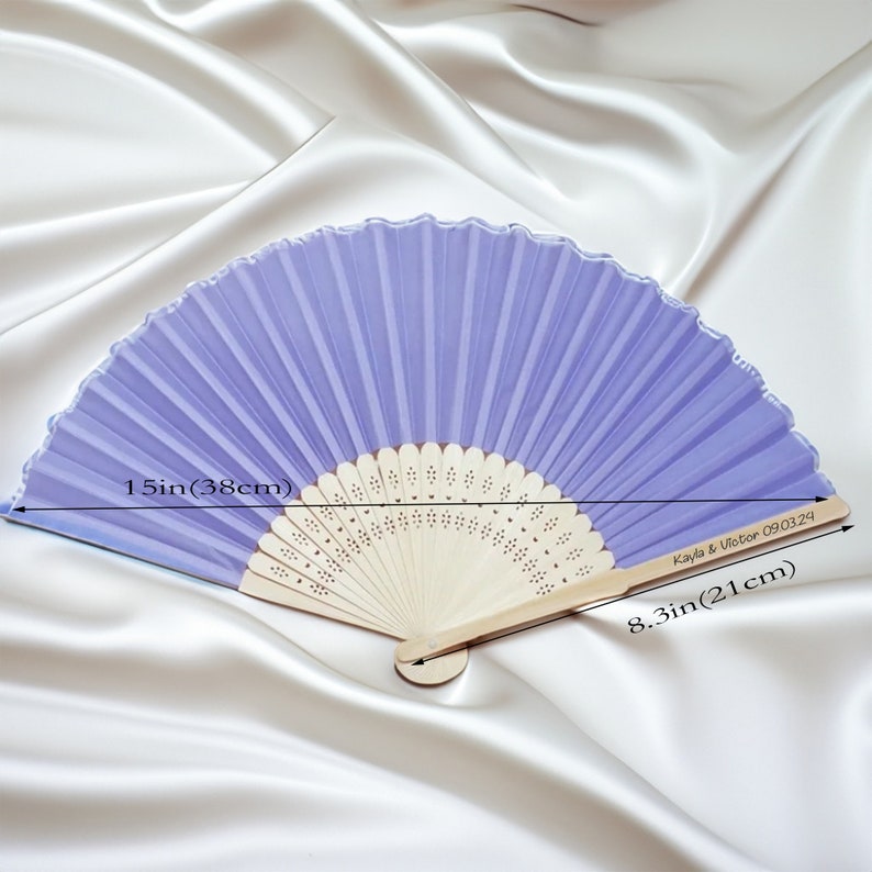 White Fabric FanGrade A Bamboo Ribs Wedding Party Favour Handheld Fan image 3