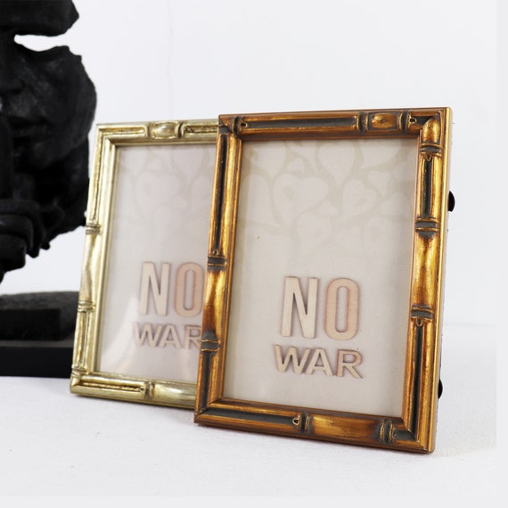 Vintage Bamboo Frame Tropical Gold or Sivler Foiled Wood Etsy