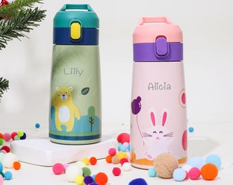 Personalised Kids Water Bottle, School Water Bottle, Tumbler for Kids, Water Bottles for Boys Girls, Toddler Kids Gifts, back to school gift