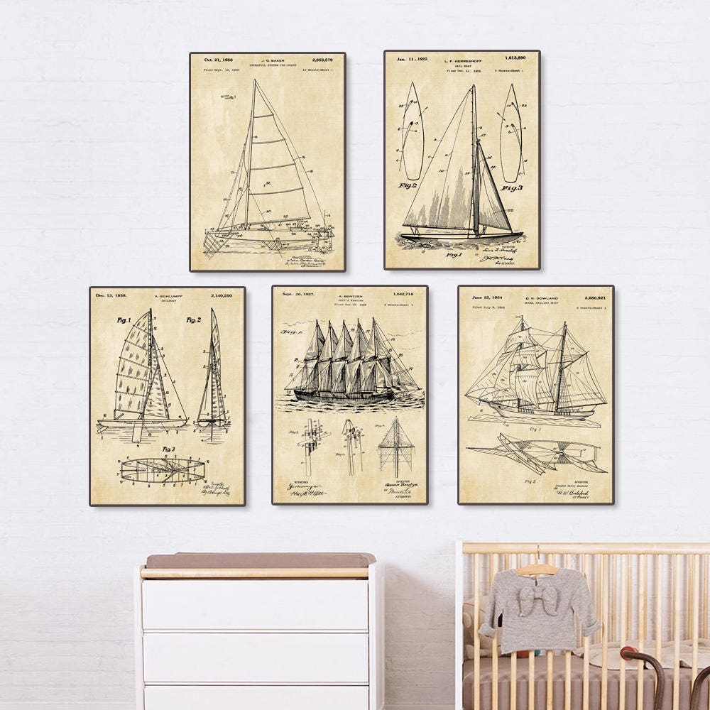 Vintage Patent Art Sailing Boat or Ship Art Prints Unframed 5 Etsy