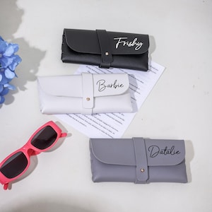 Leren brillenetui voor dames, minimalistische brillenkoker voor haar, gepersonaliseerde zachte brilhouder, Moederdagcadeau