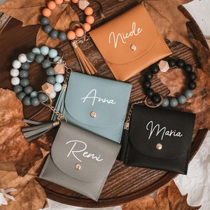 Bolso de mano para dama de honor, bolso de mano para mujer, llavero con cuentas, bolso de mano personalizado, bolso de maquillaje personalizado