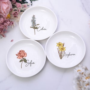 Plato para joyas personalizado, regalos para damas de honor, plato para anillos de compromiso, regalo de cumpleaños para ella, regalo de graduación, regalo de despedida de soltera, regalo para mamá
