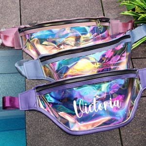 Fanny Pack Bachelorette, Custom Holographic Fanny Pack, Holographic Bum Bag, Custom Fanny Pack, Bachelorette Favors, Belt Bag, Waist Bag