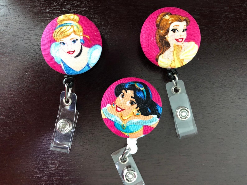 Disney Princess Badge Reel ID Holder Etsy