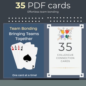 35 teambuildingvragen voor leiders om te gebruiken. Digitale downloadleiderskaarten voor Office Game, Meeting Icebreaker, Teambuilding Fun