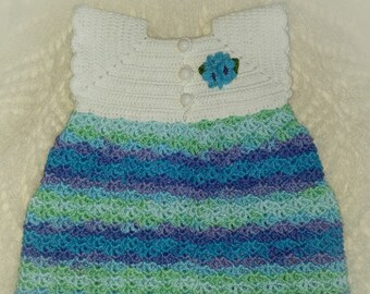 Crocheted multi color cotton baby girls dress/Crochet infant outfit/Crochet baby clothes/Baby girl dress/Amazing gift for baby girl