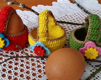 Crochet Easter baskets set of 3 colorful eggs basket / Easter Baskets / Crocheted baskets /  cotton baskets