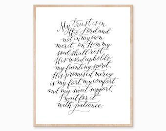 Psalm 130 | calligraphy art print, From the Depths of Woe, Martin Luther, hymn art print, modern calligraphy