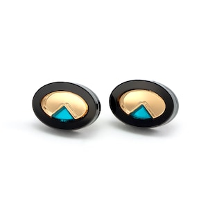FORM053 OJO DE DIOS I Stud Earrings - Black, Gold, Teal