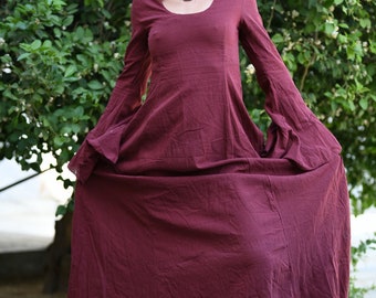 Vestido largo bohemio de algodón hecho a mano, ropa de playa fluida para festivales de verano