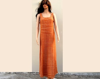 Backless long Dress - Sleeveless Tunic - Summer Tunic - Natural Khadi Cotton Woman Dress