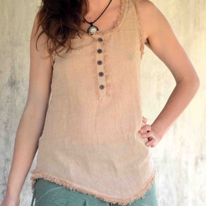 Top de algodón natural con botones, blusa bohemia con botones delanteros, camisa pixie de manga larga, ropa de festival Fairycore para mujer.