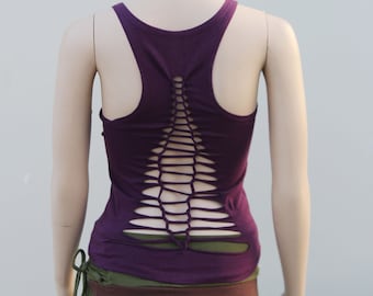 Black Lycra Festival Cut Top - braided to - Ideal for Yoga, Pixie Fashion, and Festival Fun