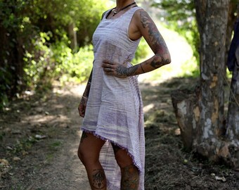 Vestido largo de algodón khadi tejido a mano, estilo bohemio para festivales de verano