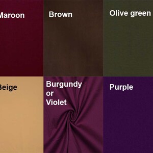 Puede incluir: Muestra de telas en varios colores, incluyendo negro, granate, marr&oacute;n, verde oliva, gris, azul verdoso, beige, burdeos o violeta, morado y camel claro.