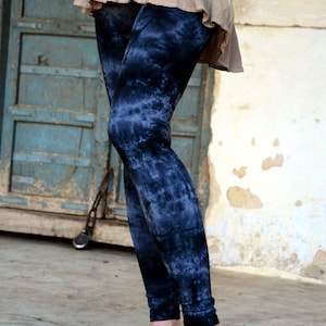 Tie Dye Cotton Yoga Leggings, Handmade Boho Stretch Pants, Festival Activewear, Hippie Workout Leggings, Comfortable Cotton Tights for Women