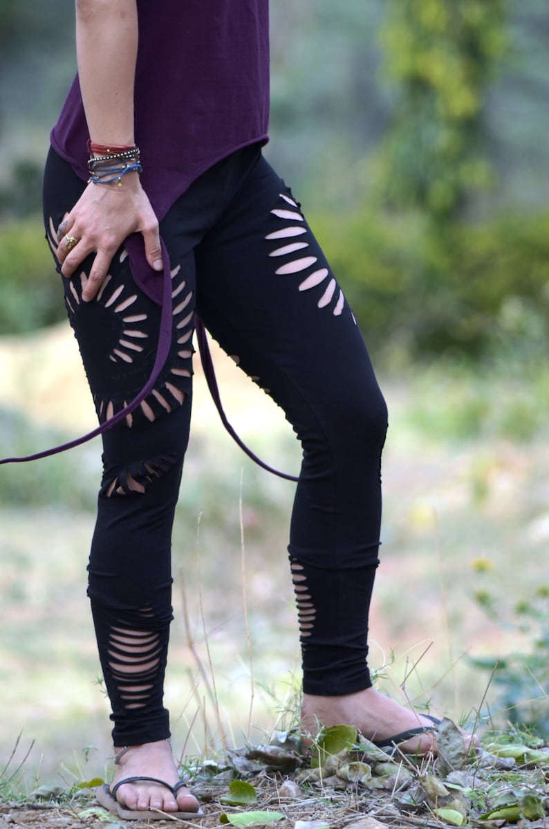 Black Spiral leggings handmade tribal leggings tights | Etsy