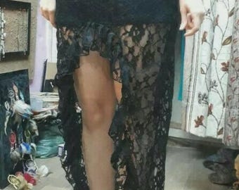 Black Lace Pixie Skirt: Boho Festival, Ren Faire, Elven Costume