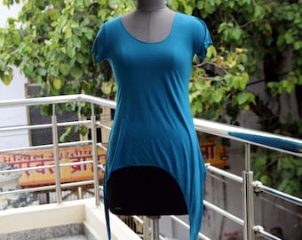 Asymmetrical Pixie Top, Boho Festival Shirt, Fairycore Summer Top, Hippie Bohemian Clothing, Handmade Womens Top
