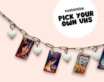 Collana con ciondolo VHS Disney personalizzato / Crea il tuo gioiello / Regalo per lei