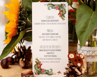 Woodland Toadstool Wedding Reception Menus