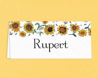 Sunflower Wedding Place Setting Name Cards