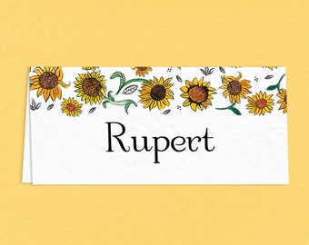 Sunflower Wedding Place Setting Name Cards