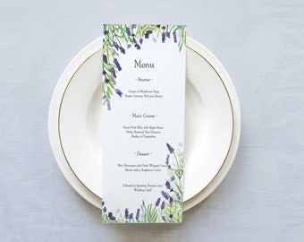 French Country Lavender Wedding Guest Menus