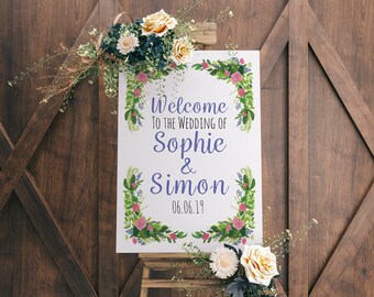 A2 Pink Rose Welcome to my Wedding Sign