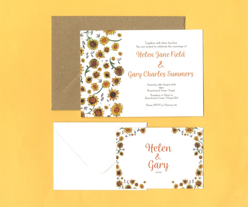 Sunflower Wedding RSVP Save the Date Sets image 2