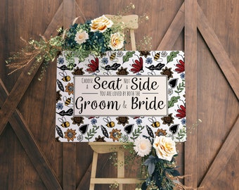 Choose a Seat Wedding Sign - Wedding Prints - Bumble Bee Wedding - Wild Flower Theme