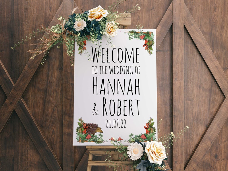 A2 Woodland Animal Welcome To My Wedding Sign image 1
