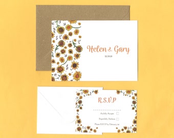 Sunflower Wedding RSVP Save the Date Sets