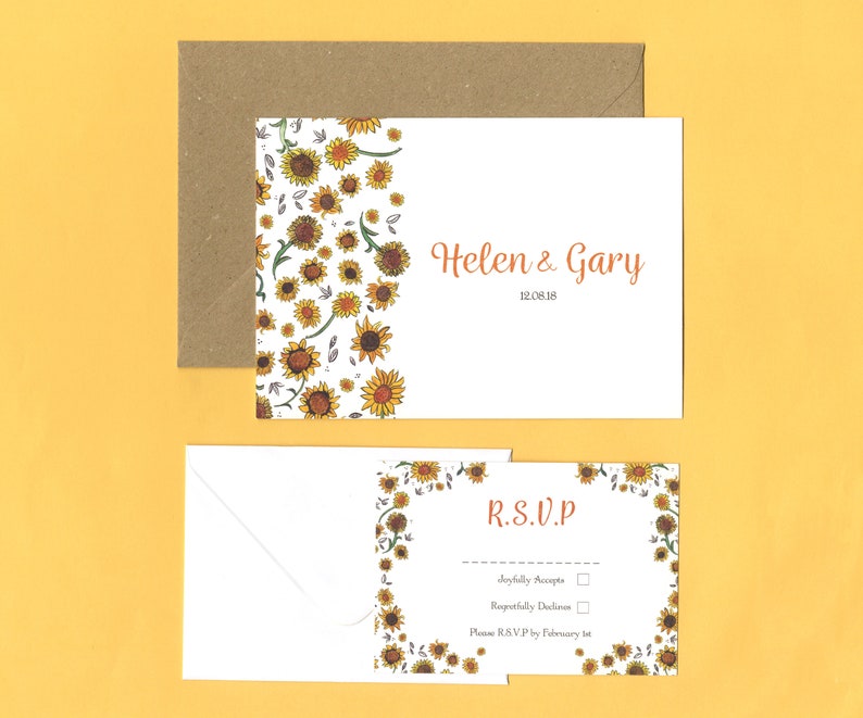 Sunflower Wedding RSVP Save the Date Sets image 1