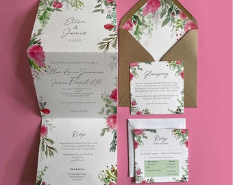 Pink Eucalyptus Concertina Wedding Invitation