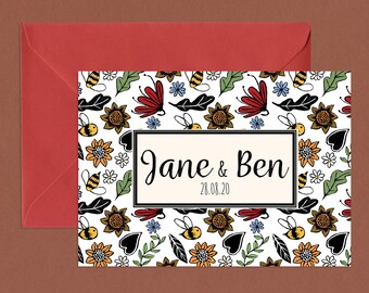 Bumble Bee Wedding Invitation Card