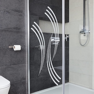 Fenstertatto Linien für Bad Fensterfolie Fensteraufkleber aus Sichtschutzfolie Milchglasoptik Duschtür Aufkleber Glastür Aufkeber