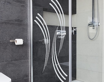 Fenstertatto Linien für Bad Fensterfolie Fensteraufkleber aus Sichtschutzfolie Milchglasoptik Duschtür Aufkleber Glastür Aufkeber