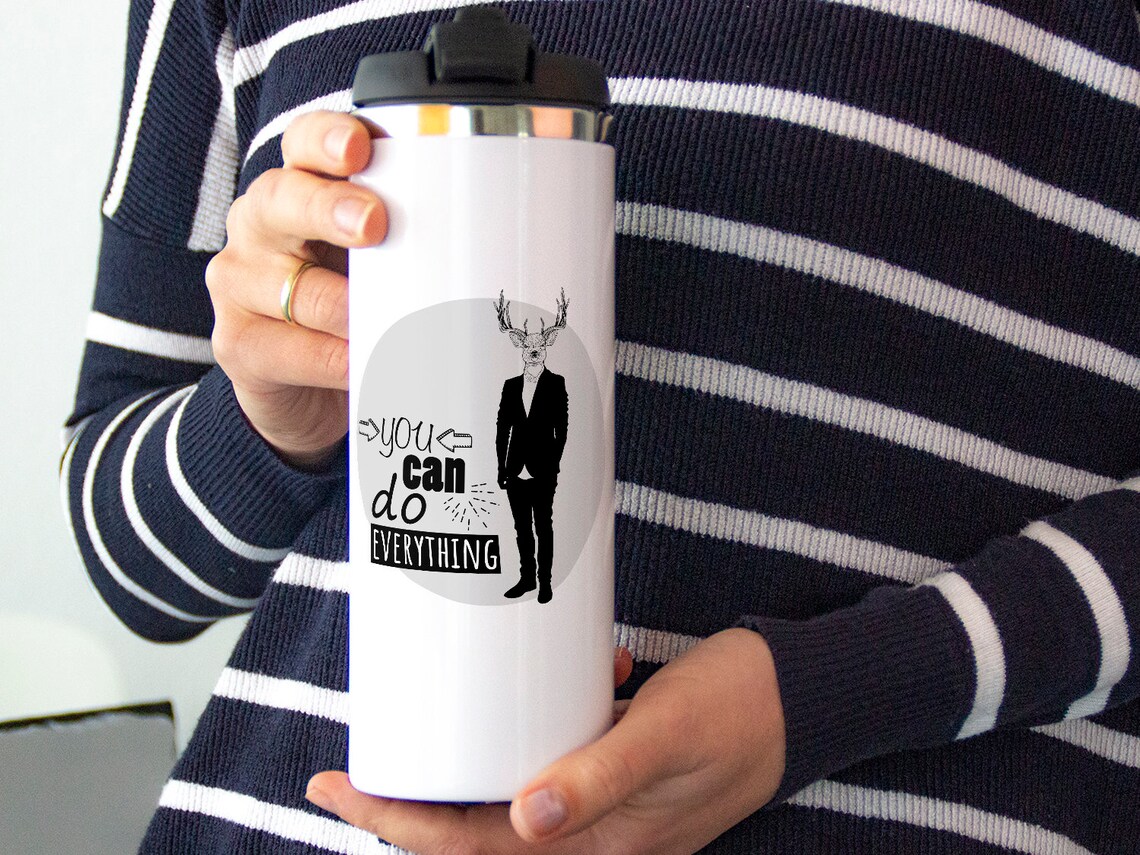 Thermobecher Kaffeebecher Elch mit Spruch Coffee to go Becher Etsy