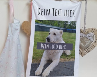 Theedoeken gepersonaliseerd met foto en tekst, cadeau voor oma, mama, papa, opa, theedoek voor verjaardag Kerst polyester