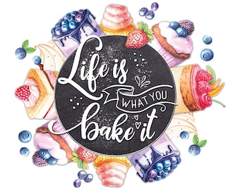 Sticker de la cuisine pour cuisine Cupcakes + Sort, Broderie Murale gâteau + gâteau, sticker mur de muffin, peinture murale aquarelle, peinture murale Watercolor