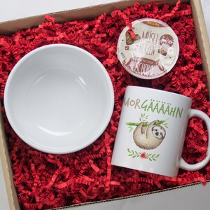 Frühstücksset mit Namen personalisiert, Geschenk-Geschirrset zum Geburtstag / Weihnachten, Müslischale, Tasse 3 teiliges Geschenkset Bild 3