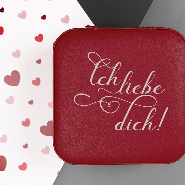 Schmuckkästchen Rot, Schmuckschatulle, Schmuckbox Reise - Geschenkidee Valentinstag Geburtstag Weihnachten - Ich liebe dich!