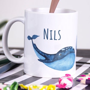 Tasse mit Namen Blaue Wall Kinder personalisiertes Geschenk Geburtstag als Geschenkidee, Becher, Geschenk personalisiert Jungen Einschulung Bild 4