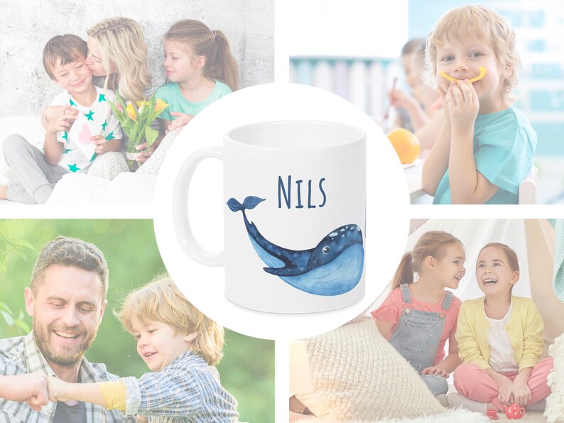 Tasse mit Namen Blaue Wall Kinder personalisiertes Geschenk Geburtstag als Geschenkidee, Becher, Geschenk personalisiert Jungen Einschulung Bild 5