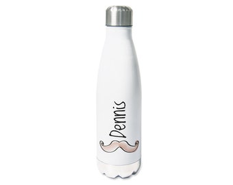 Gourde personnalisée avec nom, gourde isotherme pour enfants adultes, 500ml, bouteille de sport cadeau - Barbe