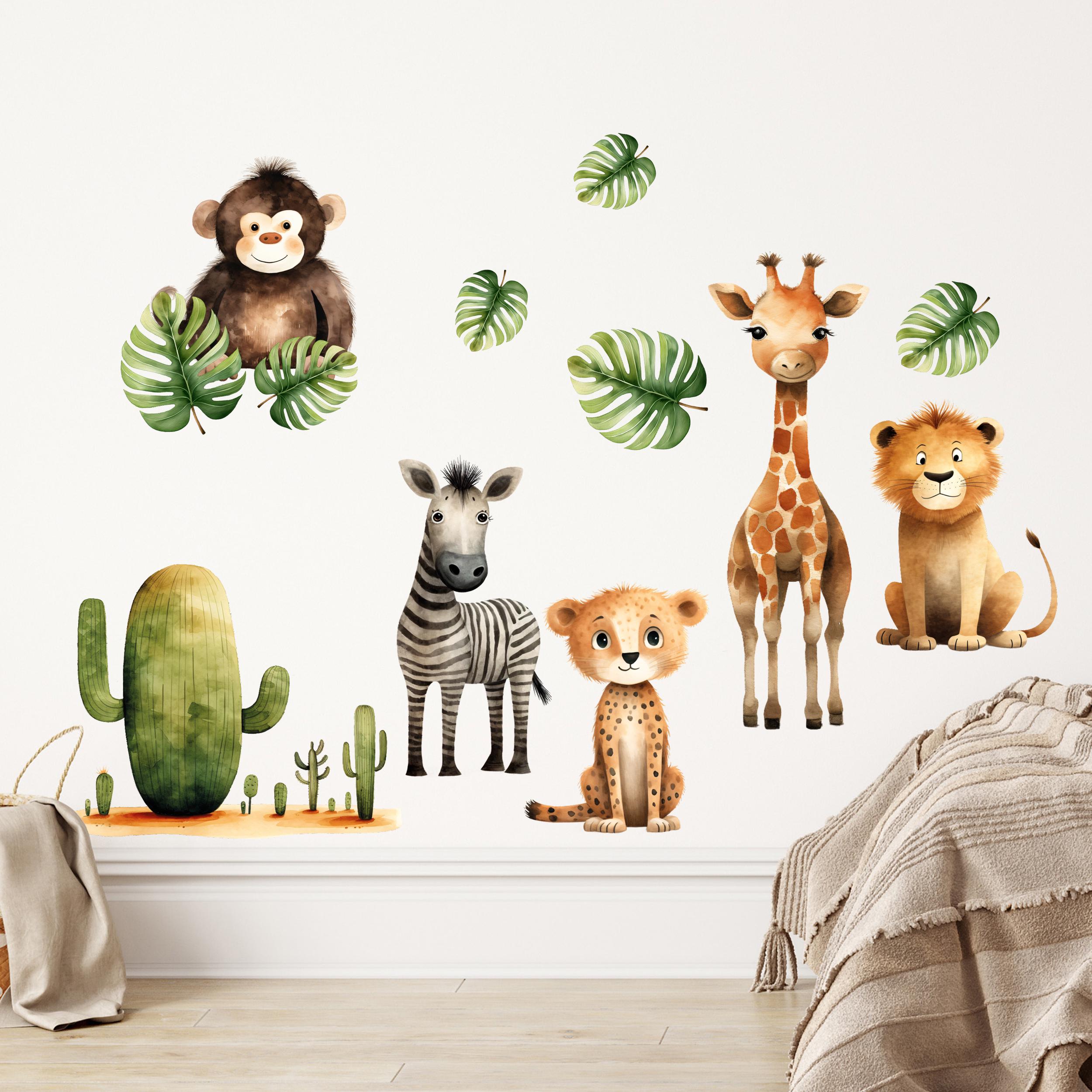 Bambinella Schranksticker „Tiere In Afrika“ – 20-teilig, Wandaufkleber Für Kinderzimmer, Made In Germany
