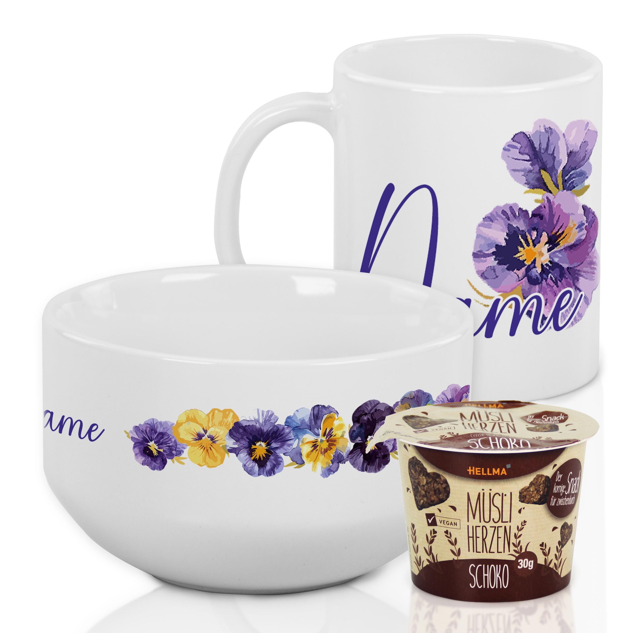 Personalized cereal bowl cup with name breakfast set gift for birthday Christmas 3 piece gift set